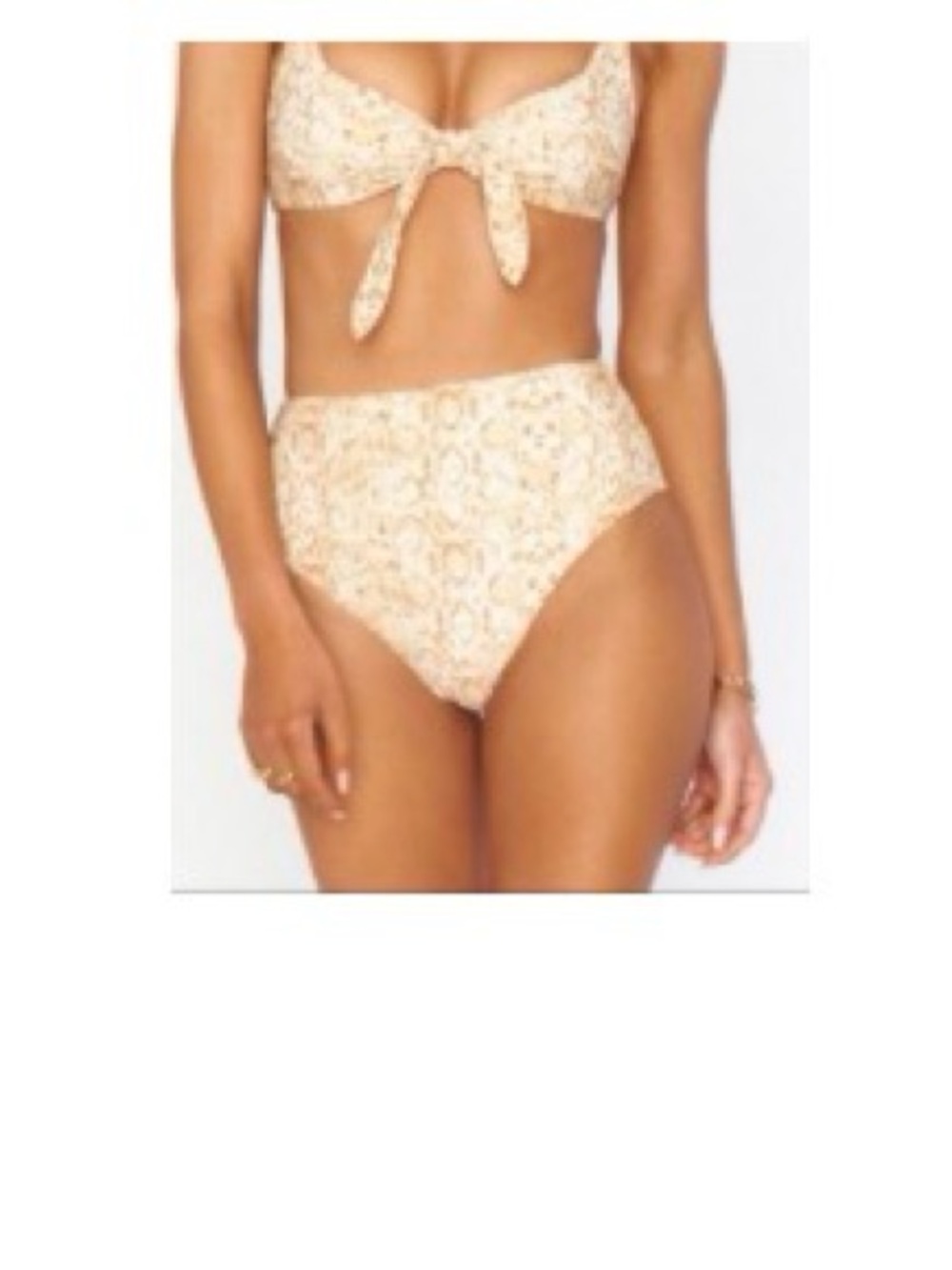 Show Me Your MuMu Cream & Gold Floral High-Waist Bikini